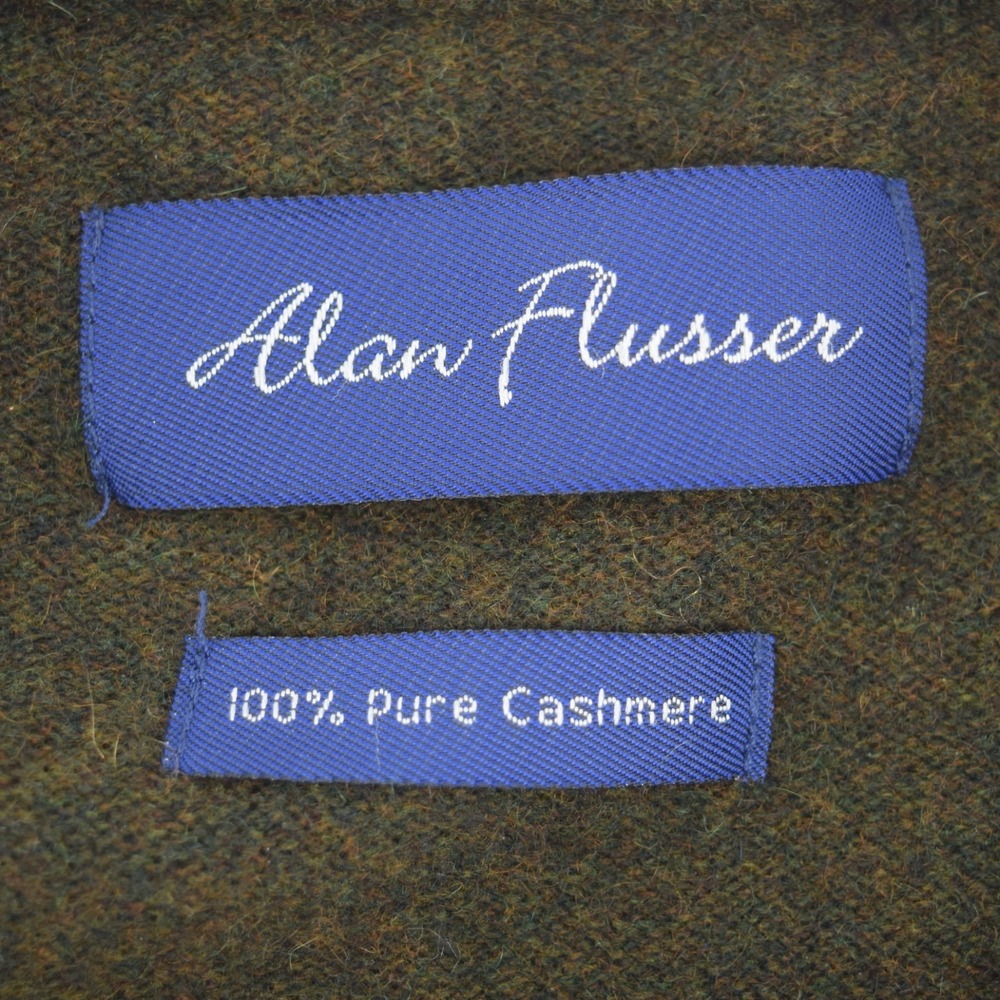 Alan Flusser Men's M Cashmere Argyle Sweater Olive Green Navy Gray Knit Crewneck - Picture 6 of 12